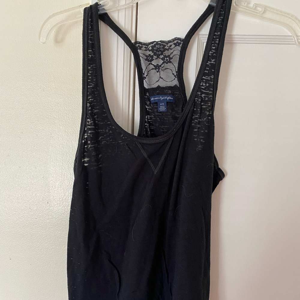 Black Tank Top with Lace Detail